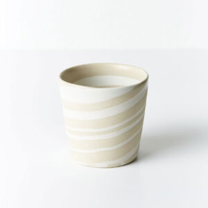 Striped Glass Almond Green Gold Ceramic