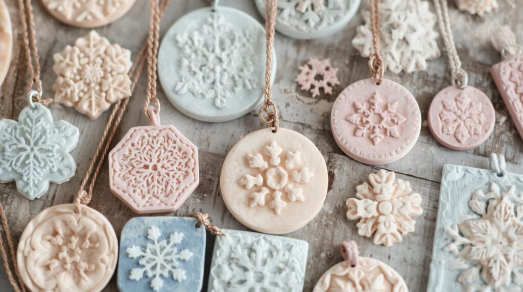 Selbstgemachte Weihnachtsanhänger aus Gießpulver in Stern- und Herzform