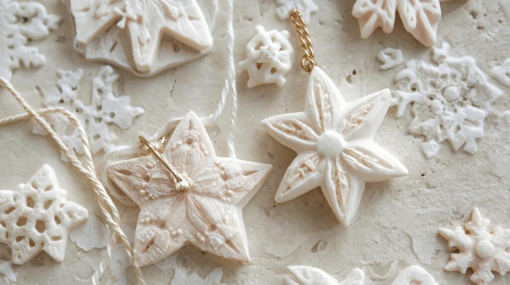 Anhaenger-und-Figuren-aus-Gips_-Sterne-Schneeflocken