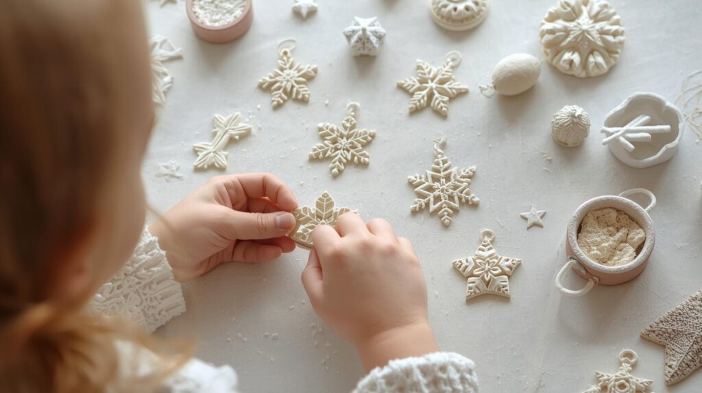 Kind gießt Gießpulver in Silikonform und bemalt später die Figur