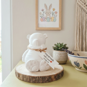 gips deko teddy in vintage kreidelook(2‑teilig, befüllbar)