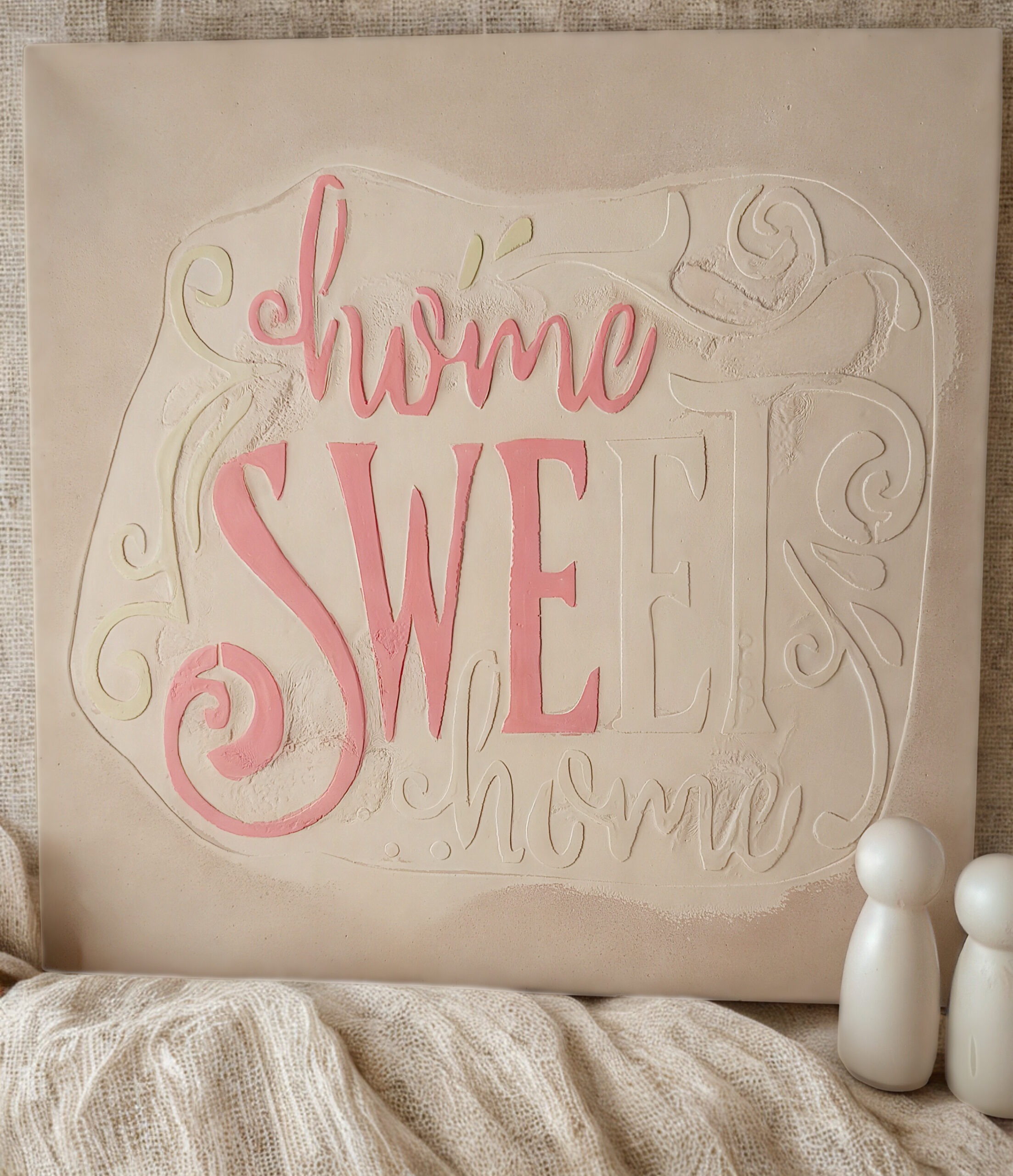 Ein Experiment mit Gips, Farbe und Geduld – meine große „Home Sweet Home“-Kachel