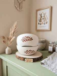 handgefertigtes schüssel‑set aus gips | handbemalt