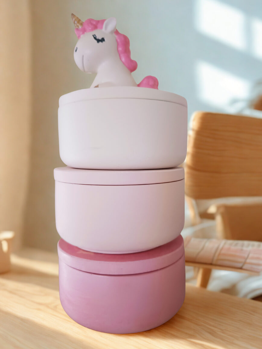 Handgefertigte Groove‑Dose aus Gips – 2‑teilig mit Deckel