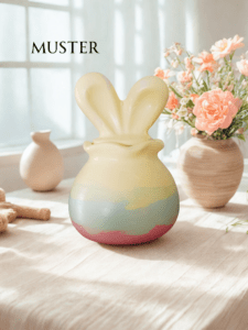 Handgefertigte Hasendose aus Gips – 2‑teilig mit Ohren‑Deckel