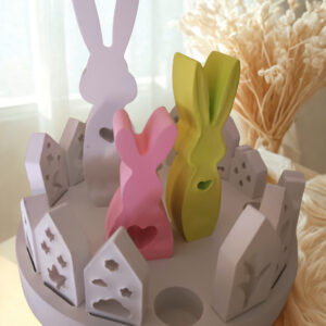 Oster- & Frühlingskranz aus Gips – Komplettset mit Hasen & Häusern