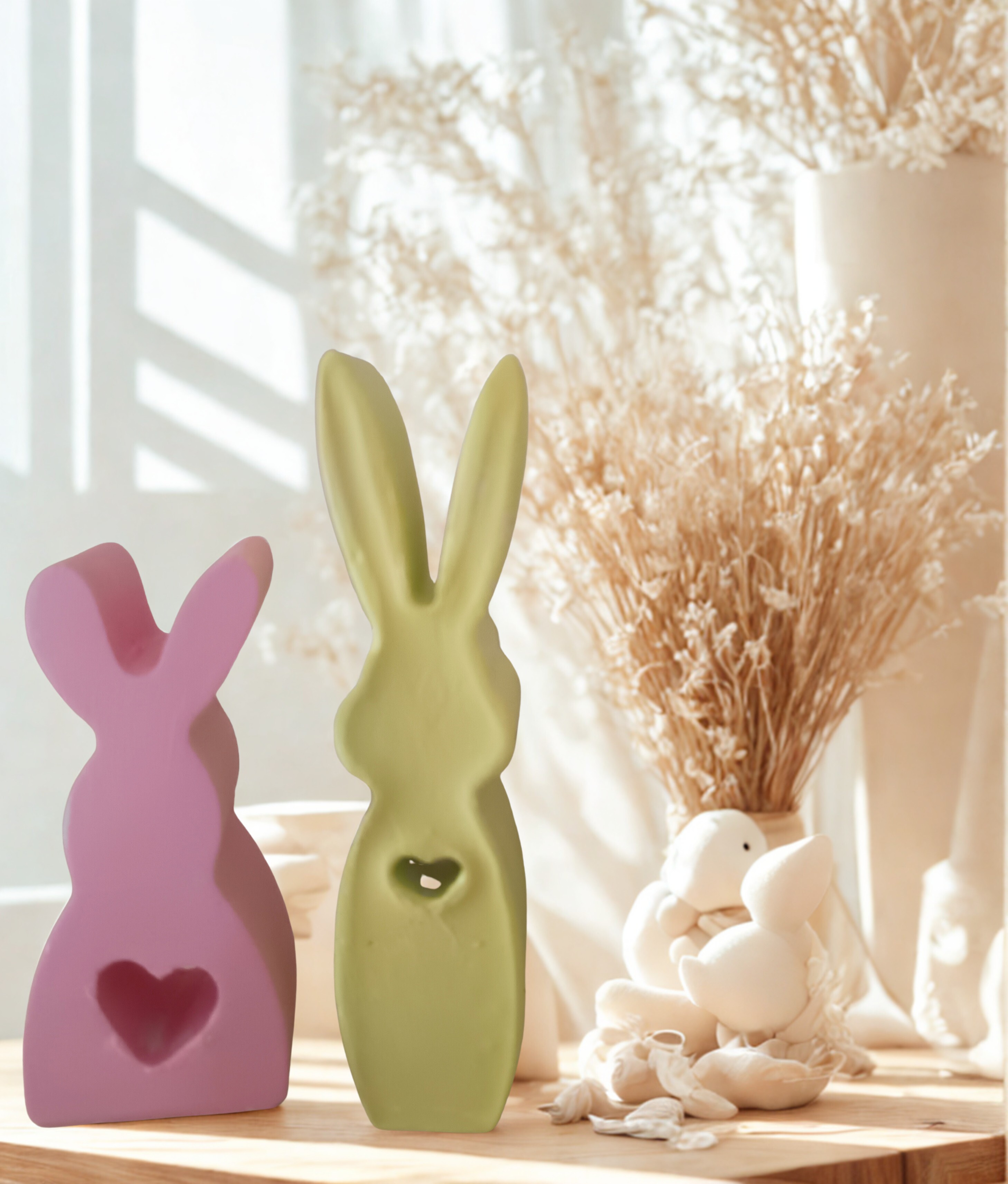 oster & frühlingskranz aus gips – komplettset mit hasen & häusern