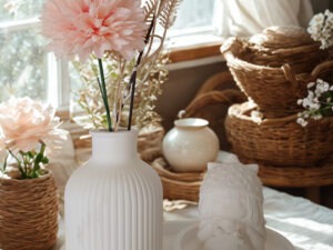 Handgefertigtes Gips‑Deko‑Set – Tablett, Vase & Mädchenfigur (individuell gestaltbar)