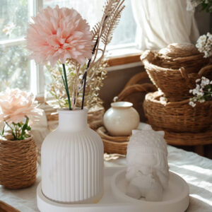 Handgefertigtes Gips‑Deko‑Set – Tablett, Vase & Mädchenfigur (individuell gestaltbar)