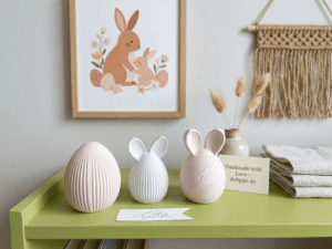 zartes trio handgegossener gipseier