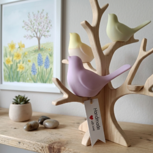 Handgefertigtes Set Vögel aus Gips